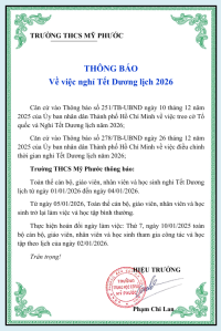 THÔNG BÁO NGHỈ TẾT DƯƠNG LỊCH 2026