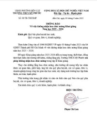 Thông báo Không nhận hoa chúc mừng Khai giảng