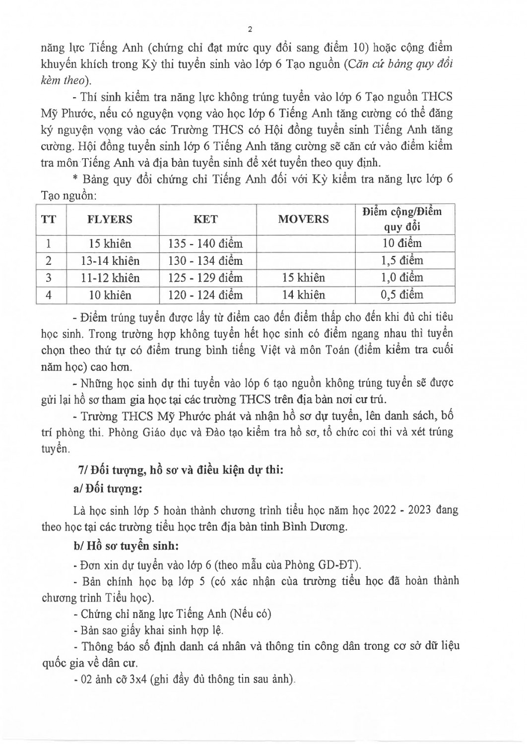 newTHÔNG BÁO TUYỂN SINH LỚP 6 TẠO NGUỒN NH 2023 2024 pages to jpg 0002
