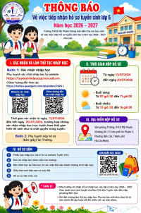 Thông báo tiếp nhận hồ sơ lớp 6 năm học 2026 - 2027